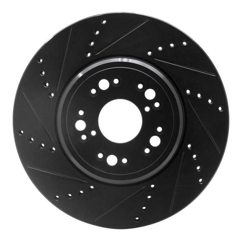 Lexus LS400 Brake Rotor (1) - Front Left - R1 Concepts - Drilled & Slotted - Black - `95-`00